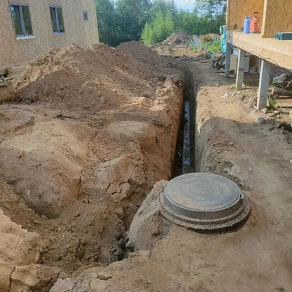 Услуга земляных работ при установке септиков из железобетона. Описание специфики и важности предоставления услуг по выполнению земляных работ при установке септиков из железобетона. земляные работы, септик из железобетона, монтаж под ключ, строительство канализации